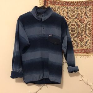 Men’s Blue Gradient Stripe Patagonia Fleece!